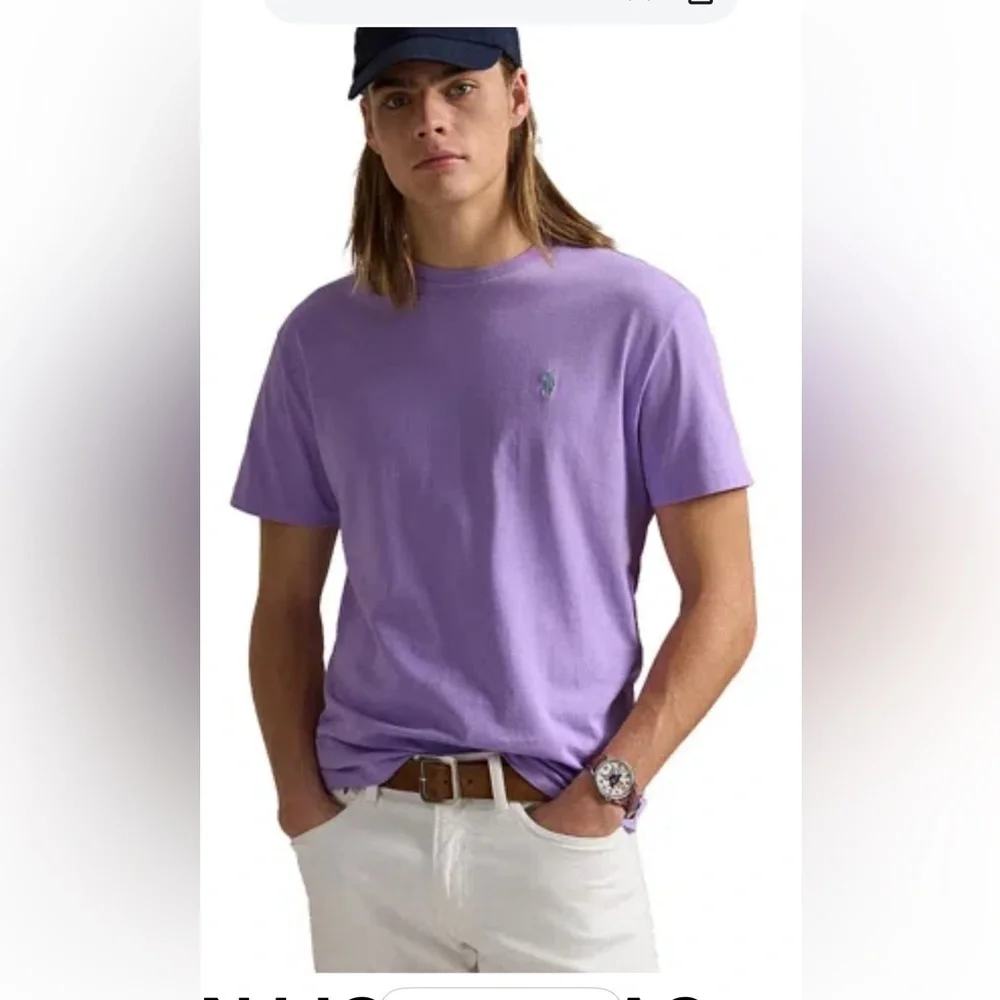 Polo Ralph Lauren Washed Solid Tee in Light Lilac Sz XL‎
